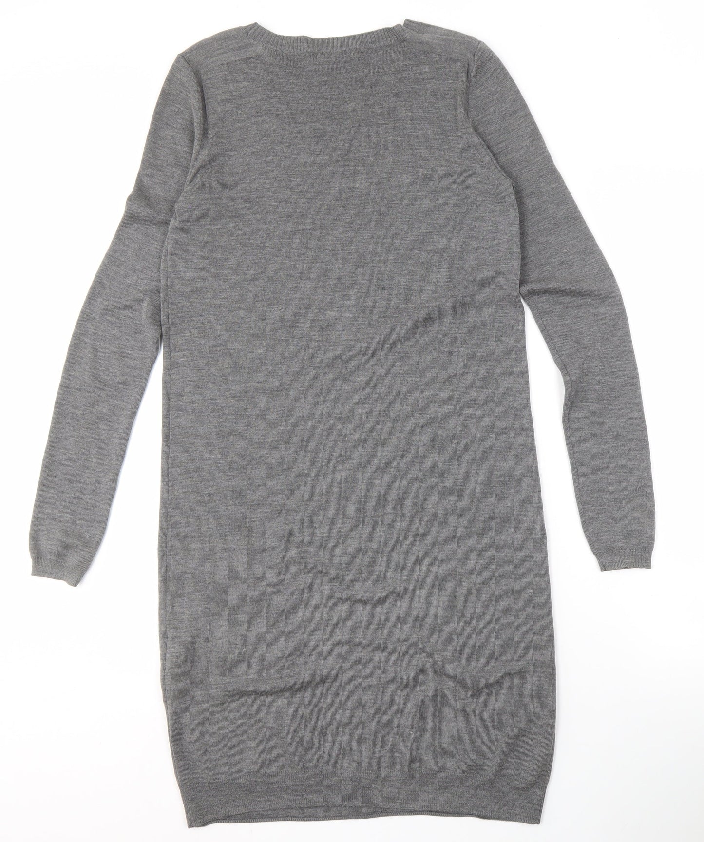 COS Women's Grey Long Sleeve Wool Silk Knit Dress S