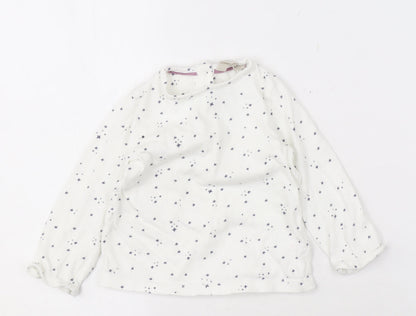 John Lewis Unisex Baby White Stars Blouse, 9-12 Months, Cotton