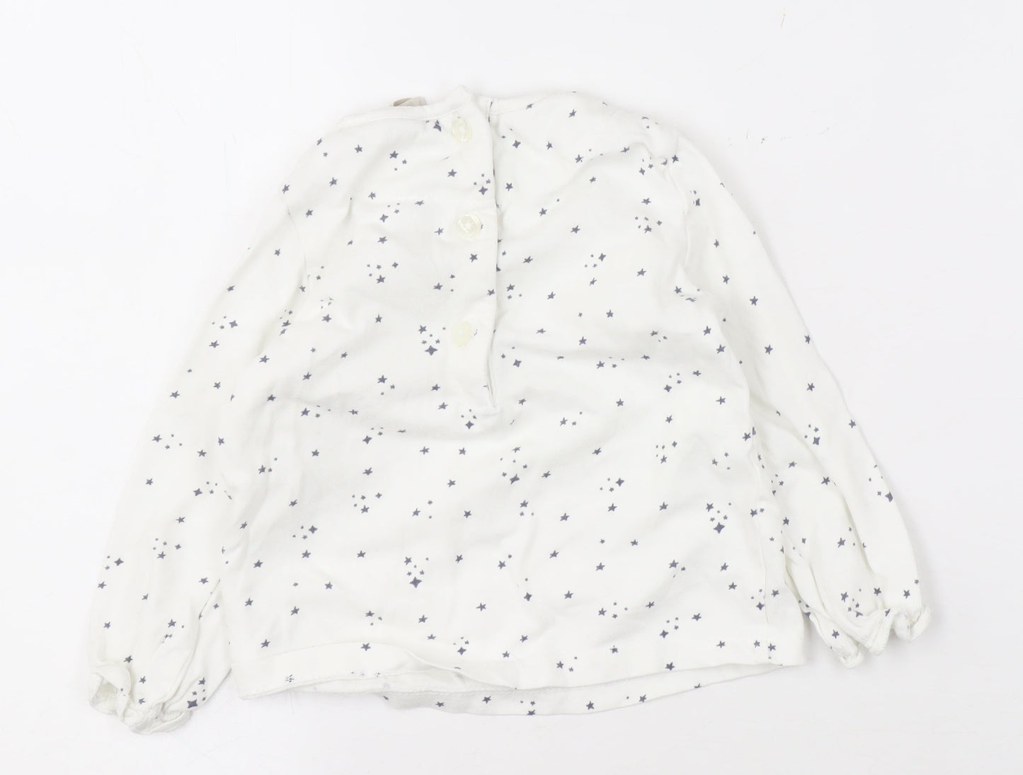John Lewis Unisex Baby White Stars Blouse, 9-12 Months, Cotton