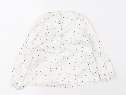John Lewis Unisex Baby White Stars Blouse, 9-12 Months, Cotton