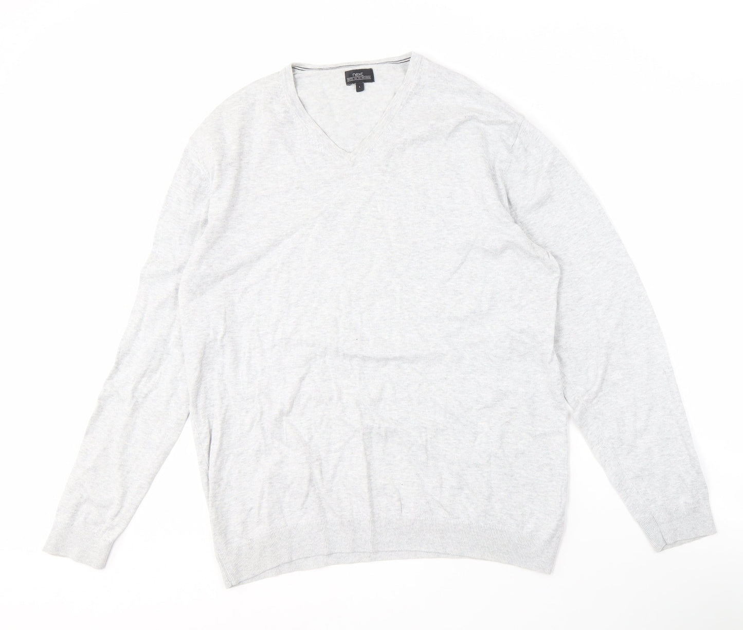 Next Men's Grey V-Neck Pullover Jumper - Large