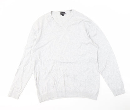Next Men's Grey V-Neck Pullover Jumper - Large
