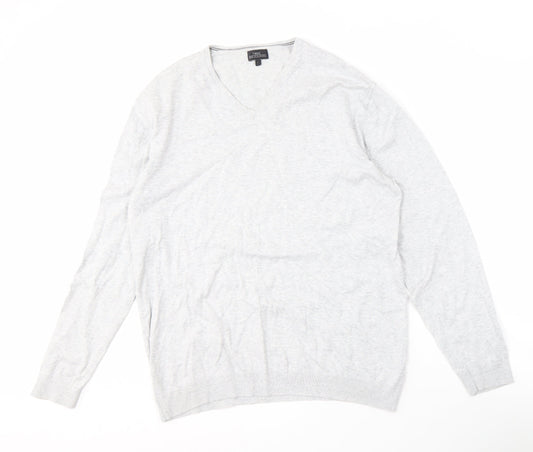 Next Men's Grey V-Neck Pullover Jumper - Large