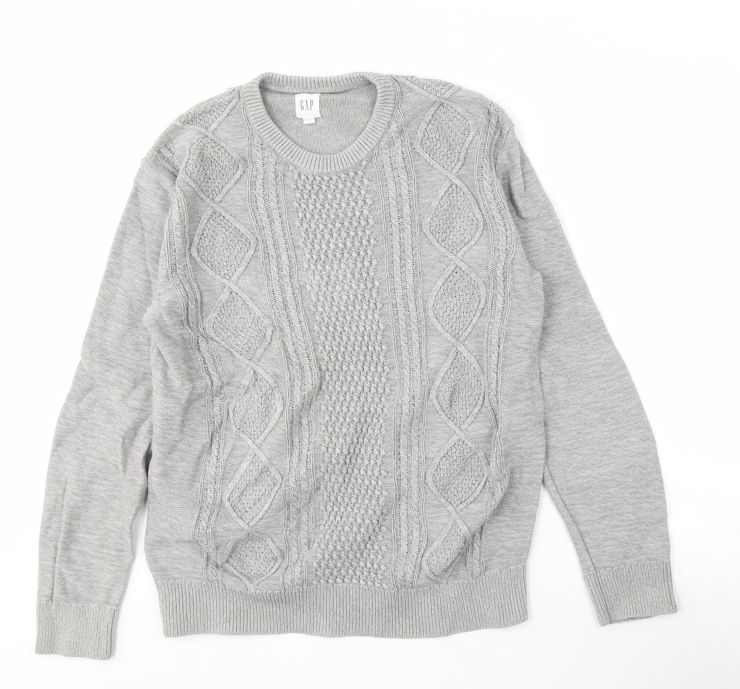 Gap Men's Grey Cable-Knit Pullover, Size S