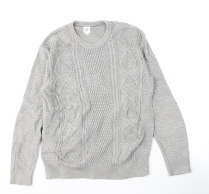 Gap Men's Grey Cable-Knit Pullover, Size S