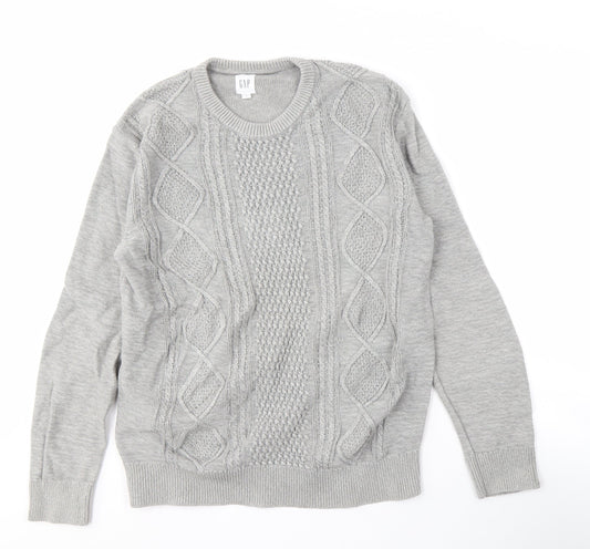 Gap Men's Grey Cable-Knit Pullover, Size S
