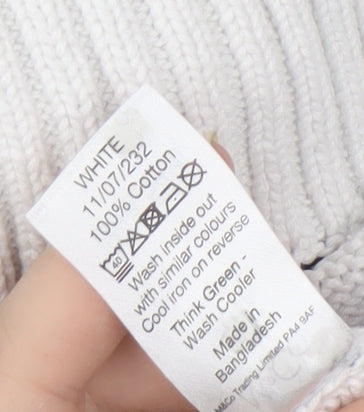 Womens UK Size 14 M&Co White Pullover Jumper