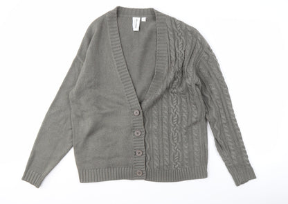 Collusion Grey Cable-Knit Cardigan XS Unisex Adults