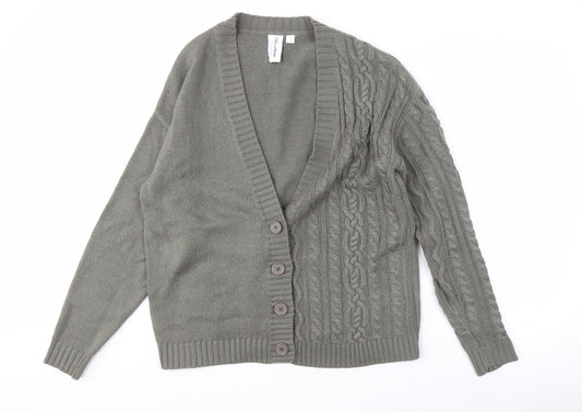 Additional front view of Collusion Grey Cable-Knit Cardigan XS unisex adults