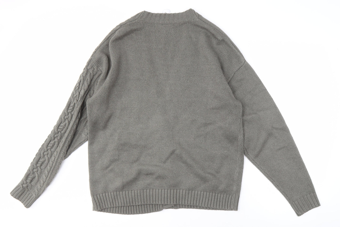 Collusion Grey Cable-Knit Cardigan XS Unisex Adults