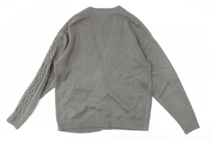 Collusion Grey Cable-Knit Cardigan XS Unisex Adults