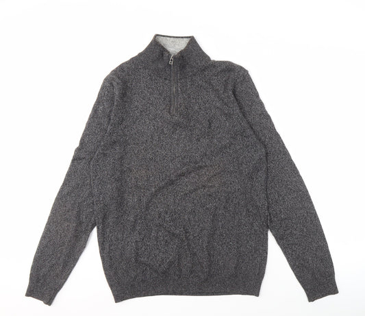 Next Men's Grey Full Zip Jumper, M, Cotton Blend