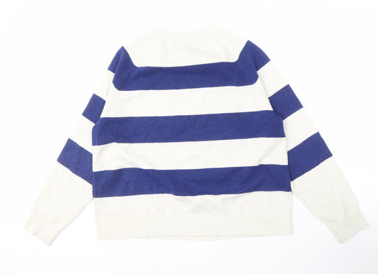 Marks and Spencer Men's Blue Striped Pullover L