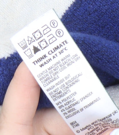 Marks and Spencer Men's Blue Striped Pullover L