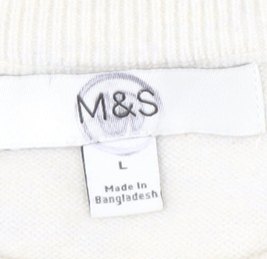 Marks and Spencer Men's Blue Striped Pullover L