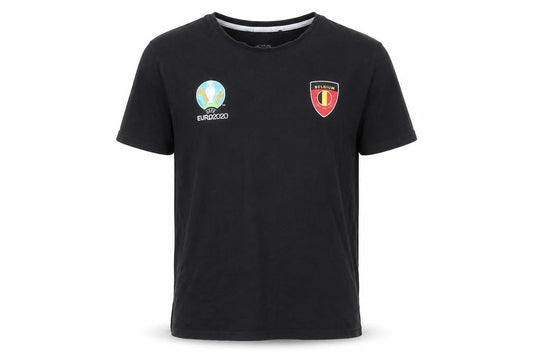 Front view of UEFA Euro 2020 Men's Black M T-Shirt, Sports Theme