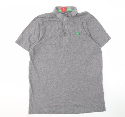 Puma Men's Grey Polo Shirt L Short Sleeve Casual