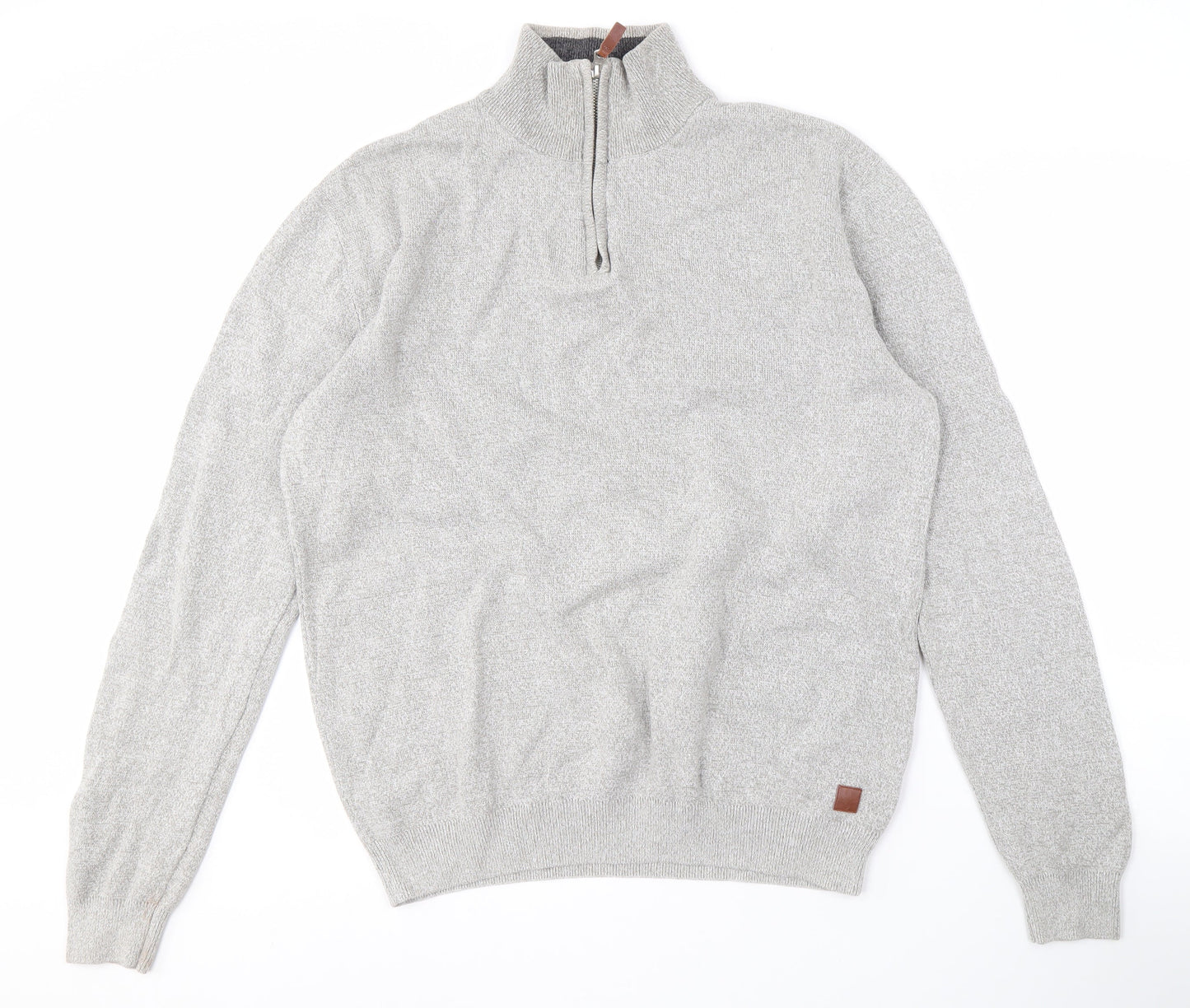 Next Men's Grey XL 1/4 Zip Jumper High Neck