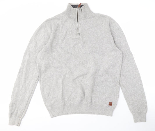 Next Men's Grey XL 1/4 Zip Jumper High Neck