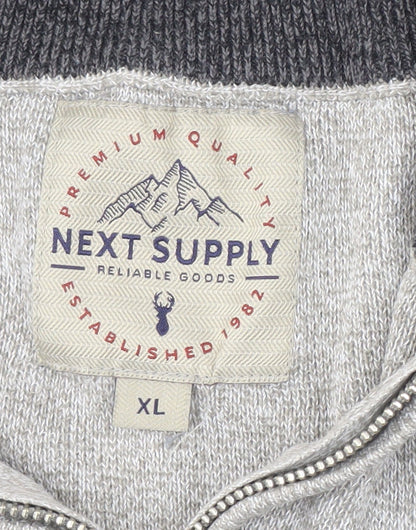 Next Men's Grey XL 1/4 Zip Jumper High Neck