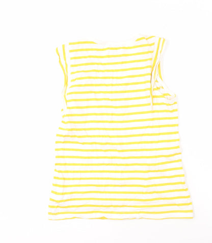 Voile Bleue Women's Yellow Striped V-Neck Top