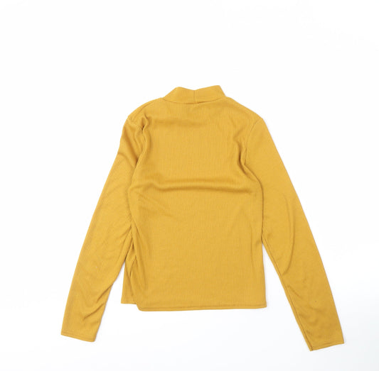 Quiz Women's Yellow Mock Neck Long Sleeve Top - Size 12