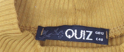 Quiz Women's Yellow Mock Neck Long Sleeve Top - Size 12