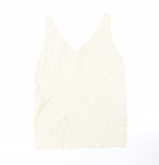 Womens UK Size M Marks and Spencer Beige Vest Jumper
