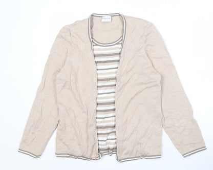 Eastex Women's Beige Striped Cardigan Size 14 Knit