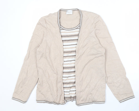 Eastex Women's Beige Striped Cardigan Size 14 Knit