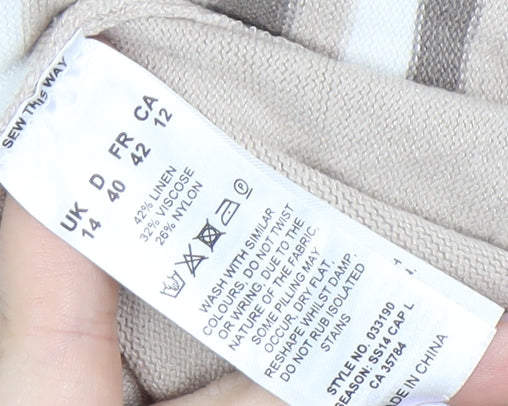 Eastex Women's Beige Striped Cardigan Size 14 Knit