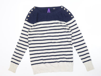 Séraphine Women's Blue Striped Button Pullover Size 8