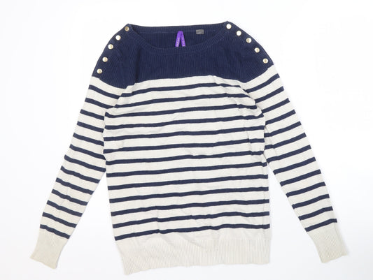 Séraphine Women's Blue Striped Button Pullover Size 8