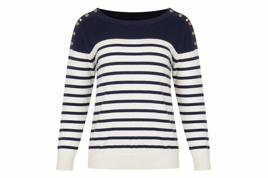 Séraphine Women's Blue Striped Button Pullover Size 8