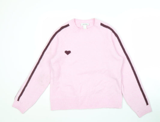 Monki Women's Pink Crew Neck Pullover Jumper