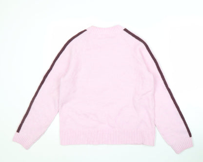 Monki Women's Pink Crew Neck Pullover Jumper
