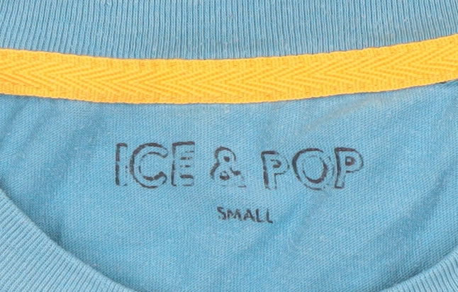 ICE & POP Men's Blue Animal T-Shirt, Small, Cotton