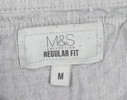 Marks and Spencer Men's Grey V-Neck Pullover - M