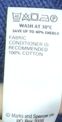 Marks and Spencer Men's Blue XL V-Neck Cotton Jumper