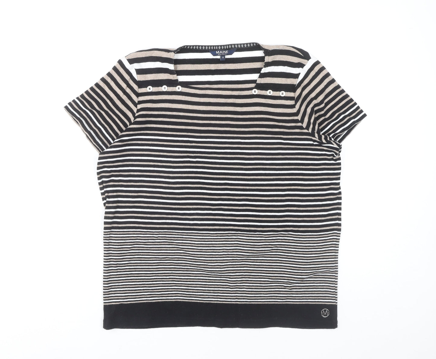 Maine New England Women's Black Striped T-Shirt Size 18