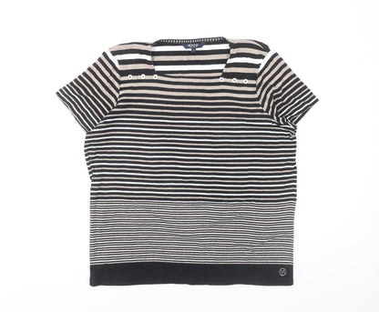 Maine New England Women's Black Striped T-Shirt Size 18