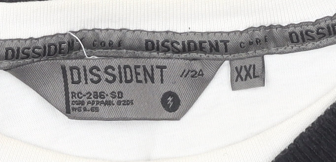 Dissident Men's 2XL Black Blue Striped V-Neck Jumper