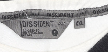 Dissident Men's 2XL Black Blue Striped V-Neck Jumper