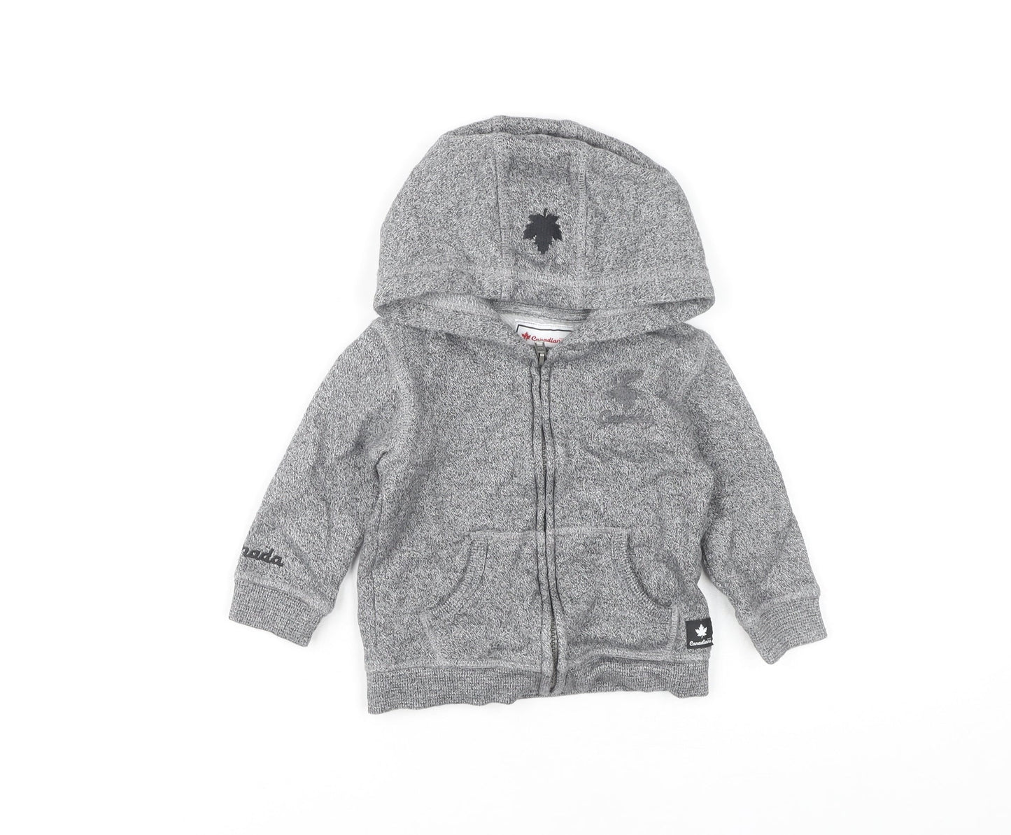 Canadiana Grey Basic Jacket, Unisex 18-24 Months, Hooded