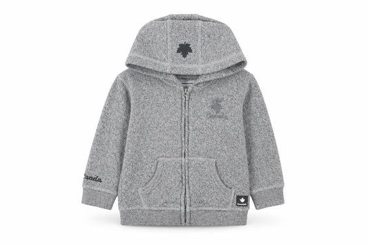 Canadiana Grey Basic Jacket, Unisex 18-24 Months, Hooded