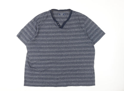 Maine New England Men's Blue Striped 2XL Henley T-Shirt