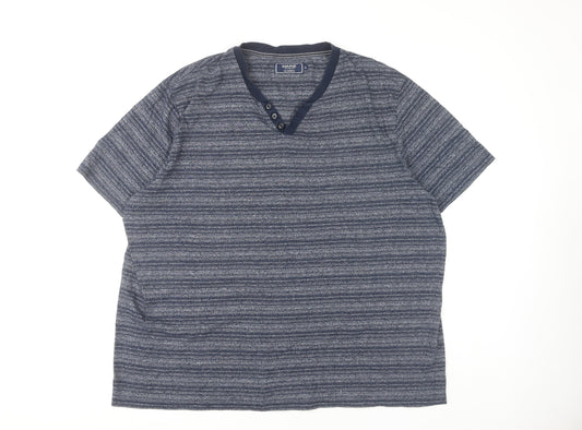 Maine New England Men's Blue Striped 2XL Henley T-Shirt