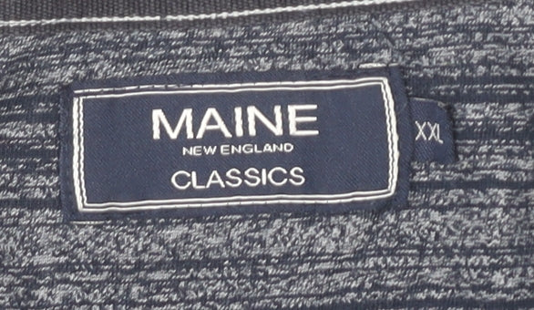 Maine New England Men's Blue Striped 2XL Henley T-Shirt
