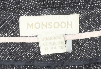 Womens UK Size 16 Monsoon Regular Fit Business Casual Grey Trousers