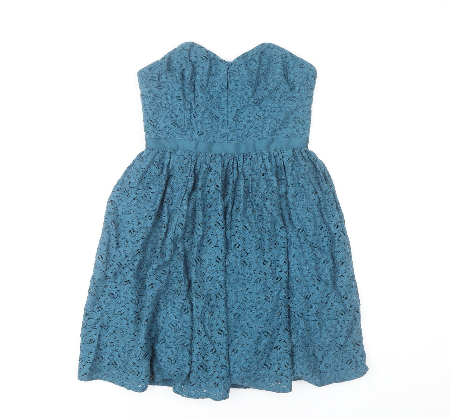 Jack Wills Blue Strapless Cotton Dress Women UK 8